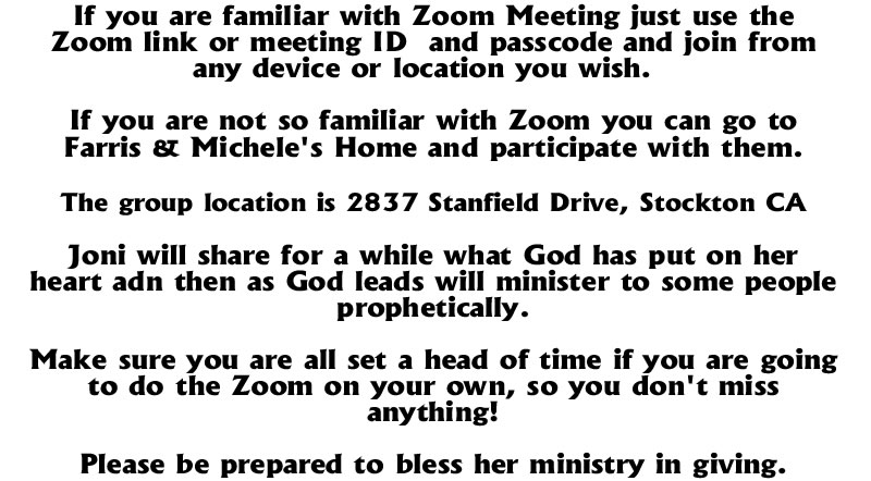 Prophet Jonie Ames Zoom Meeting